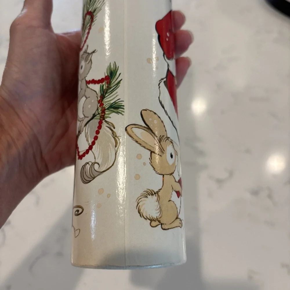 VTG Match Holder Cardboard Tube With Merry Christmas Santa & Forest Animals 12